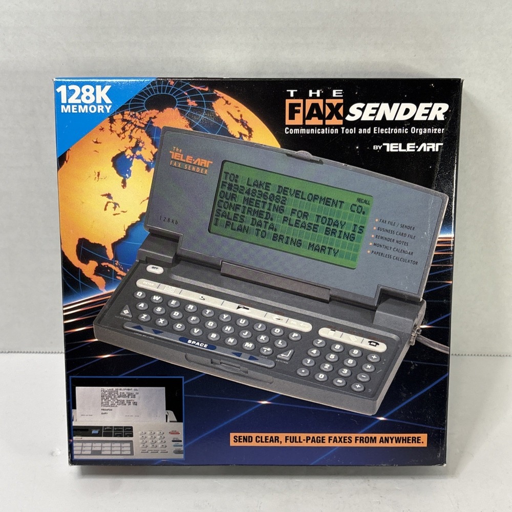 Tele-Art The Fax Sender Vintage Electronic Organizer 128K Memory QWERTY Keypad